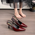 Damen Slingback-Pumps mit eleganter Schlangenlederstruktur R&B