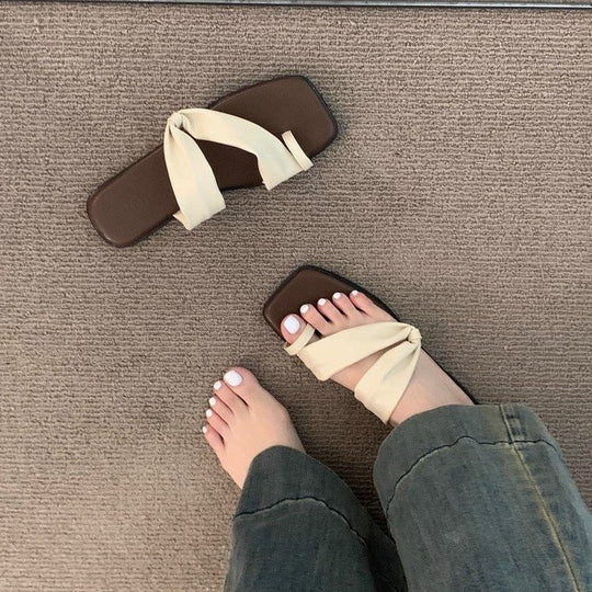 Damen Flip-Flops mit eleganter Knotenverzierung R&B
