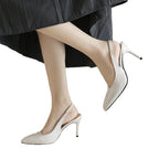 Damen Slingback-Pumps mit elegantem Krokodilleder-Look und schmalem Absatz R&B