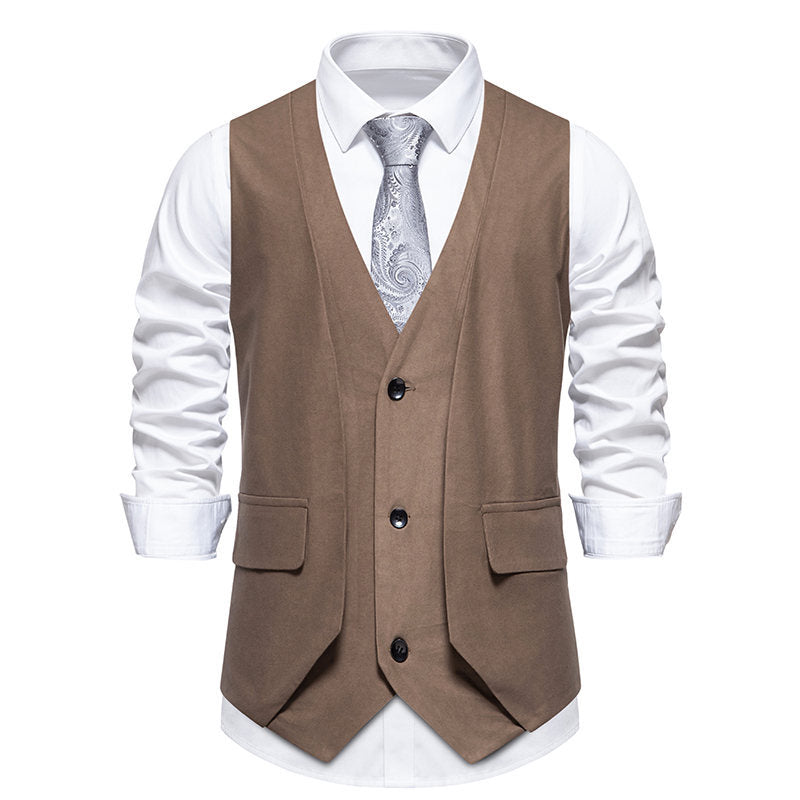 Herren elegante Weste mit doppelter Knopfleiste und praktischen Taschen