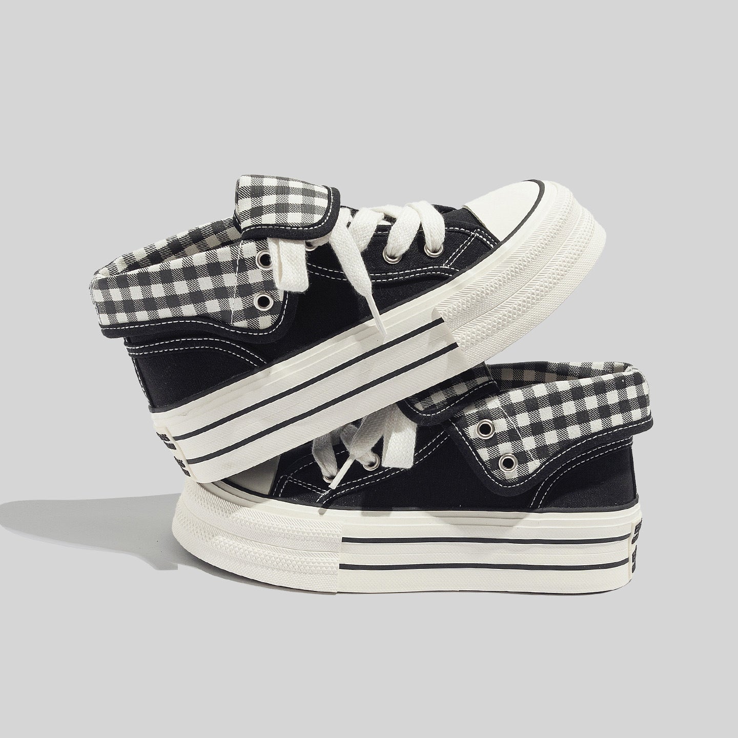 Damen Hochwertige Chunky Sneakers mit Gingham-Details