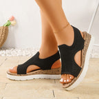Damen Bequeme und atmungsaktive Sandalen mit elastischem Einsatz R&B
