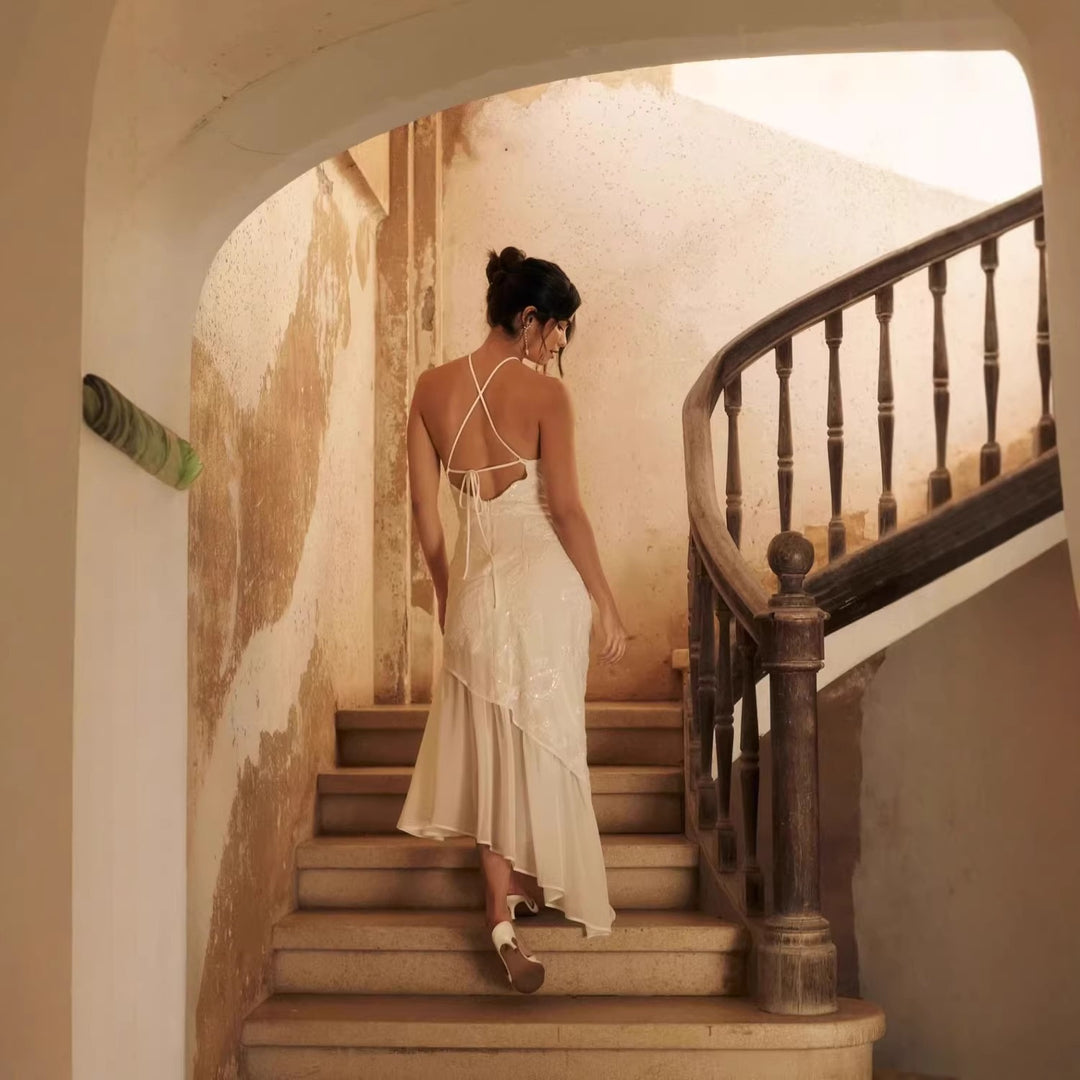 Damen Asymmetrisches Hochzeitskleid mit eleganter Spitze R&B