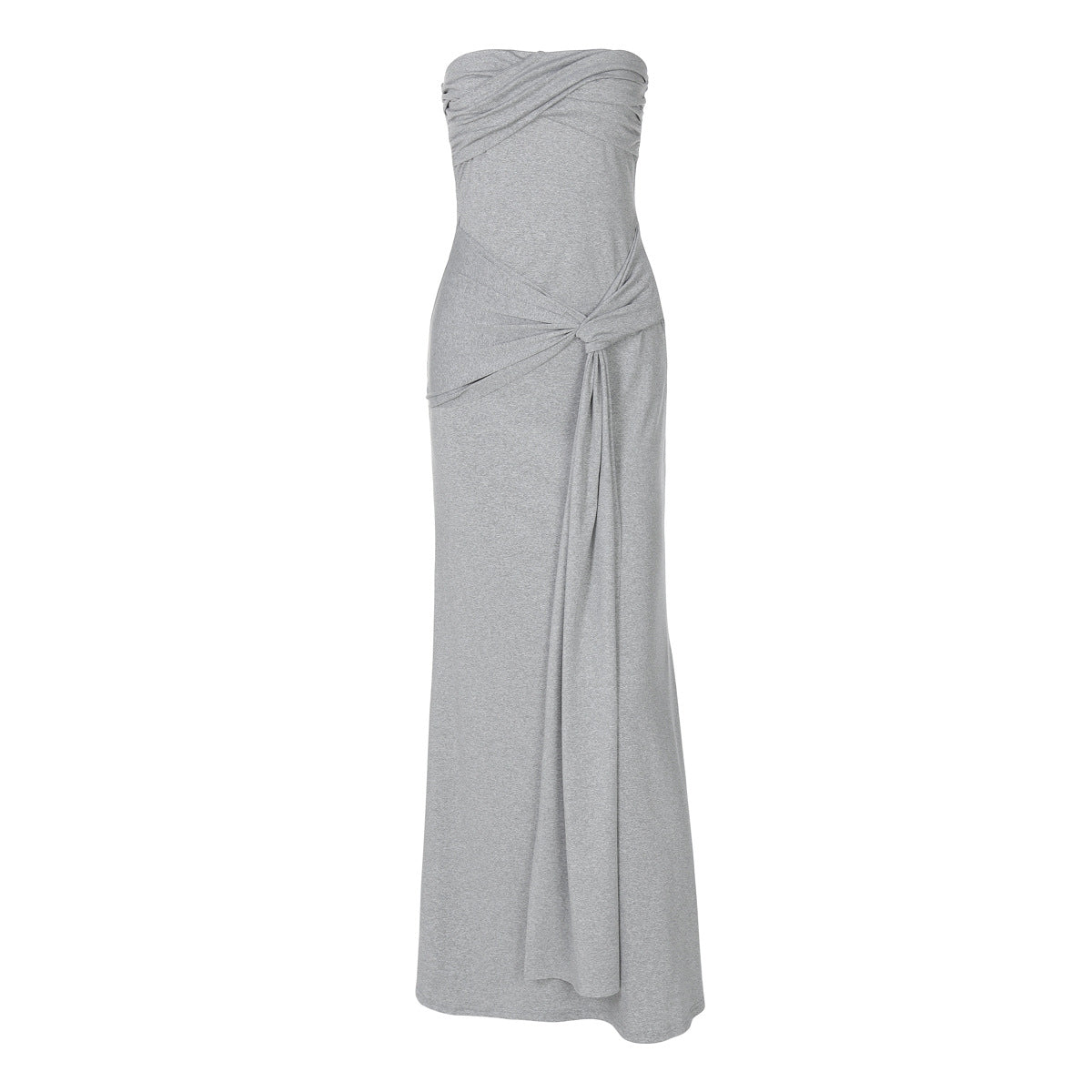 R&B | Einfarbiges ärmelloses Kleid mit hoher Taille und Ein-Wort-Ausschnitt