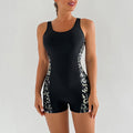 Damen Sportlicher Einteiler Badeanzug mit modischem Grafikdesign R&B