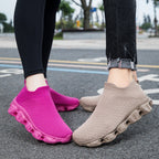 Damen Freizeit-Sneaker mit elastischem Strickoberteil und rutschfester Sohle R&B