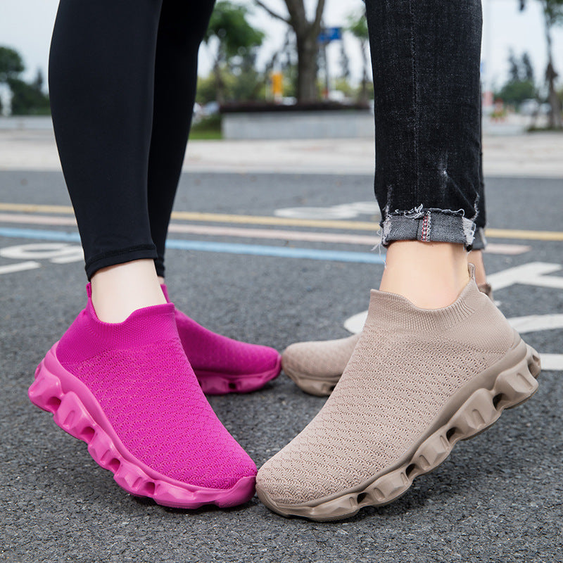 Damen Freizeit-Sneaker mit elastischem Strickoberteil und rutschfester Sohle R&B