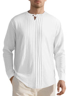 Herren Langarmshirt mit modischem Henley-Ausschnitt und Faltenstruktur R&B