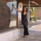Damen Elegantes und Figurbetontes Abendkleid mit Tiefem V-Ausschnitt und Schmalem Schnitt R&B