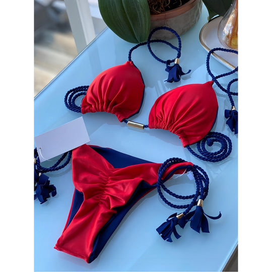 Damen Triangel-Bikini mit verspieltem Trockenband und eleganten Details R&B