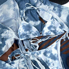 Damen Bikiniset mit transparentem Oberteil und modischem Wickelrock