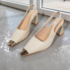 Damen Slingback-Pumps mit metallischem Zehenbereich R&B