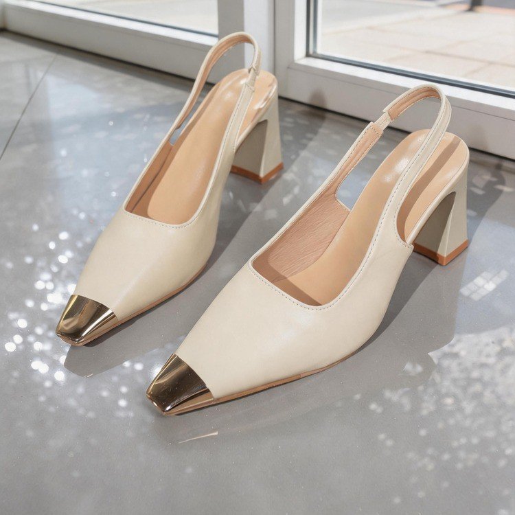 Damen Slingback-Pumps mit metallischem Zehenbereich R&B