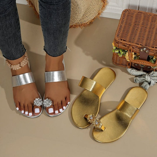 Damen modische Strandsandalen mit funkelnden Schmuckdetails R&B