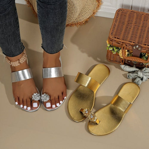 Damen modische Strandsandalen mit funkelnden Schmuckdetails R&B