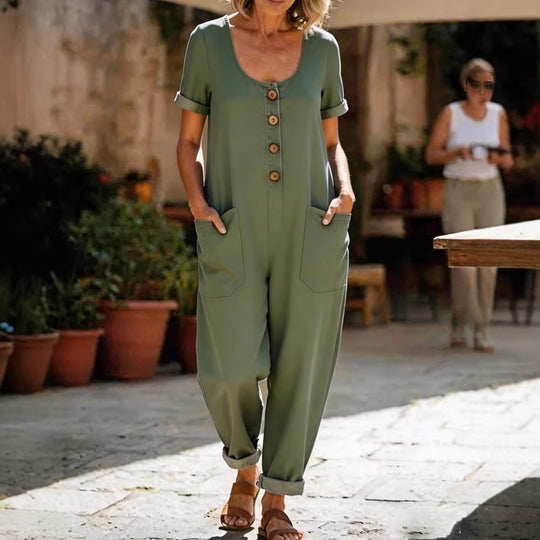 Damen Jumpsuit mit western-inspirierten Knopfdetails R&B