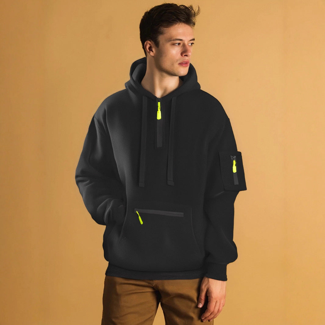 Herren sportlicher Hoodie mit praktischen Taschen und modischem Reißverschluss R&B