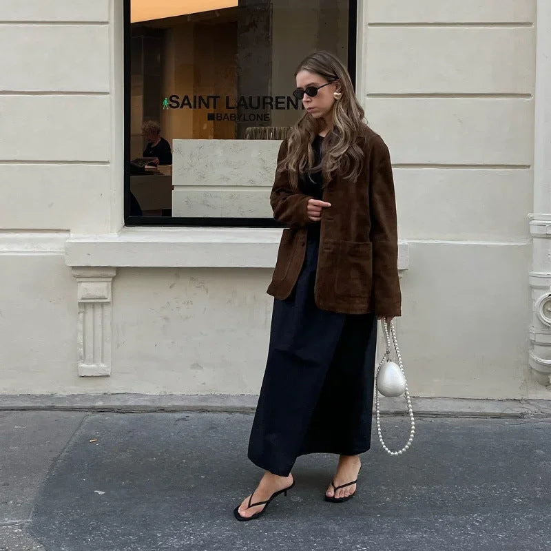 Damen Blazer aus weichem Wildleder mit praktischen Taschen R&B