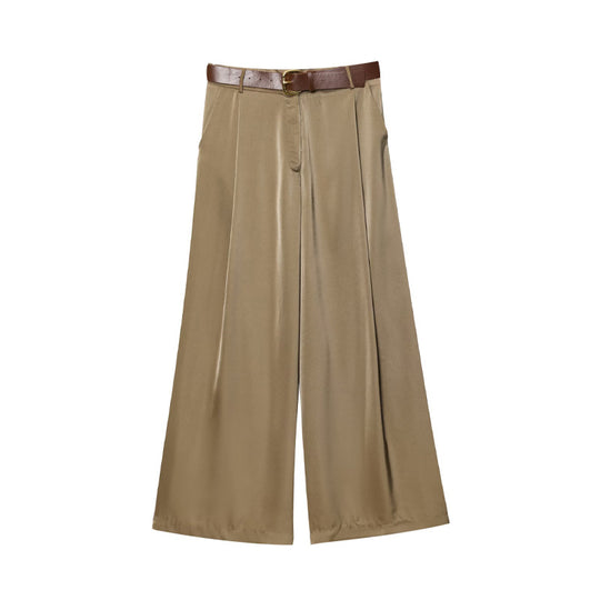Damen weite Palazzo-Hose mit elegantem Gürtel und seitlichem Schlitz R&B