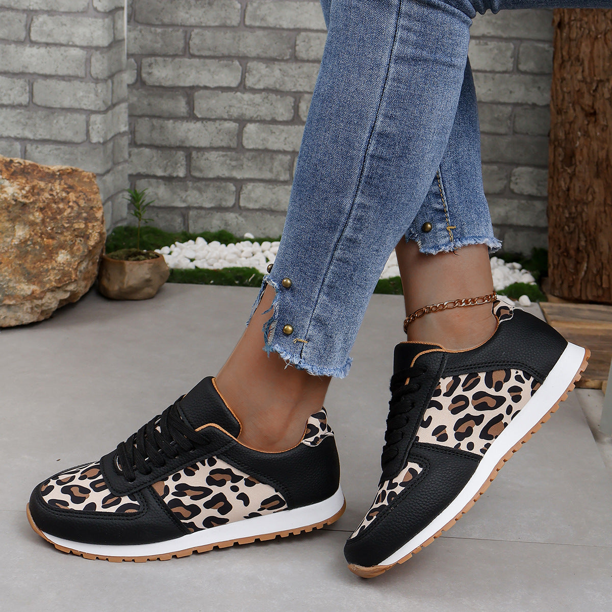 Damen modische Sneakers im angesagten Leomuster mit komfortabler Dämpfung EB
