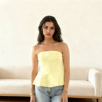 Damen Bustier-Oberteil mit figurformendem Schnitt und elegantem Plissee R&B
