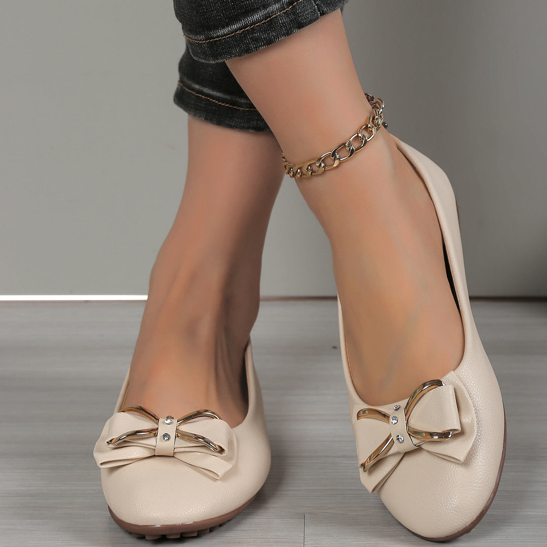 Damen Ballerinas mit funkelnder Schleifenapplikation und rutschfester Sohle R&B