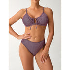 Damen Bikini mit modischem Knoten und hoch geschnittenem Slip R&B