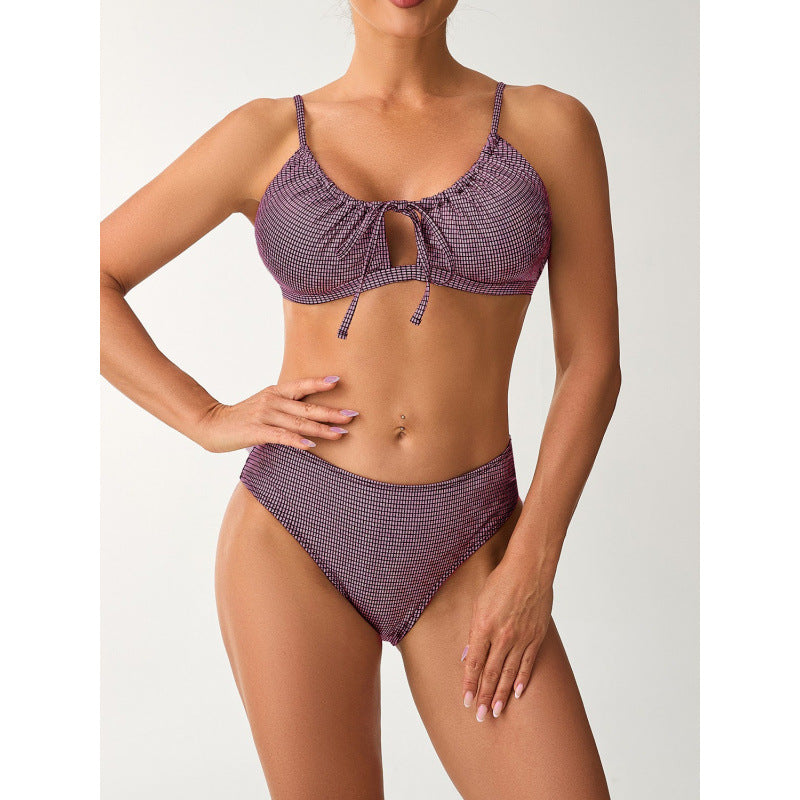 Damen Bikini mit modischem Knoten und hoch geschnittenem Slip R&B
