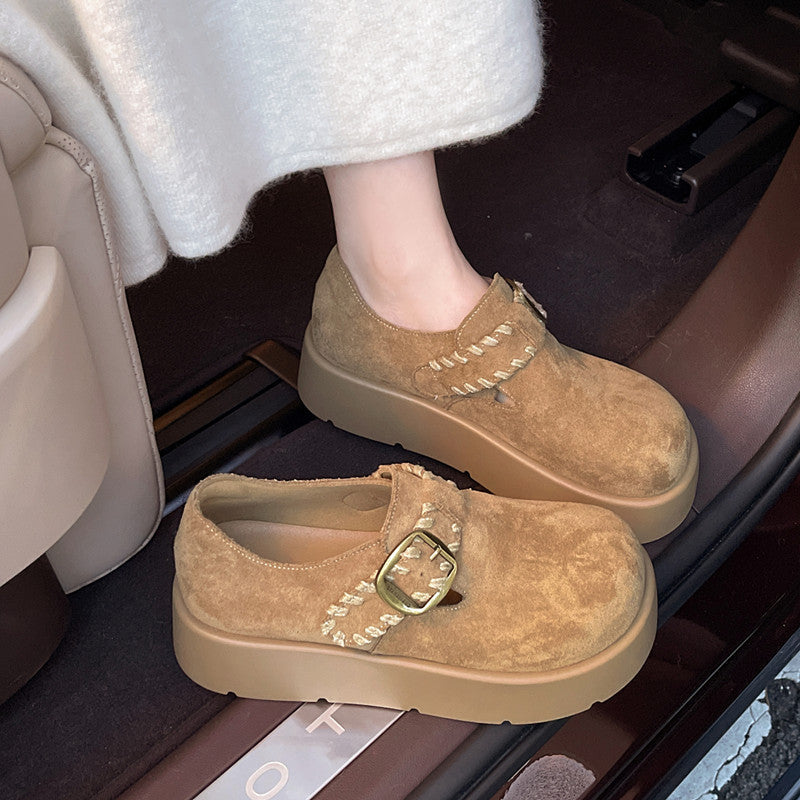Damen Kuchenschuhe mit modischem Schnallen-Design und komfortabler Plateausohle R&B