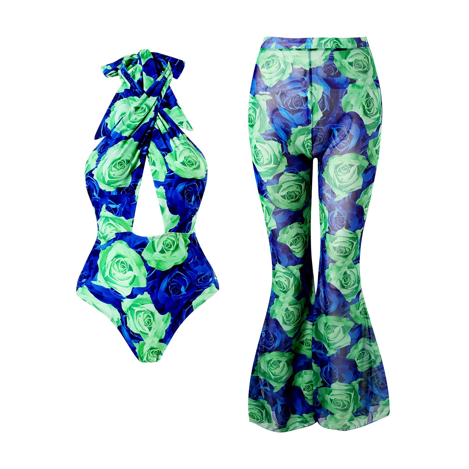 Damen Badeanzug mit innovativem Schnitt und floralem Design R&B