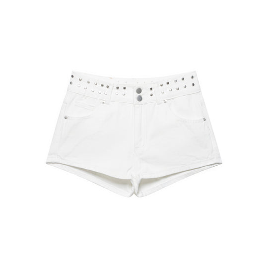 Damen stilvolle Shorts mit metallischen Details und hohem Bund R&B