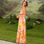 Damen Maxikleid mit floralem Muster und schmalen Trägern R&B