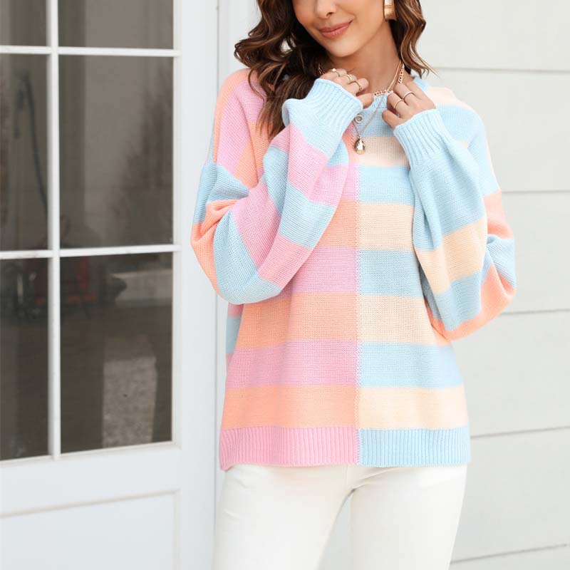 R&B | Farbiger Gestreifter Strickpullover Mit Stil