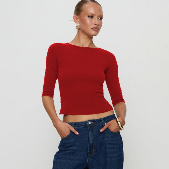 Damen figurbetontes Cropped Oberteil aus hochwertigem Rippmaterial R&B