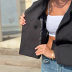 Damen Modische Kurzjacke mit doppelter Knopfleiste und lässigem Schnitt R&B