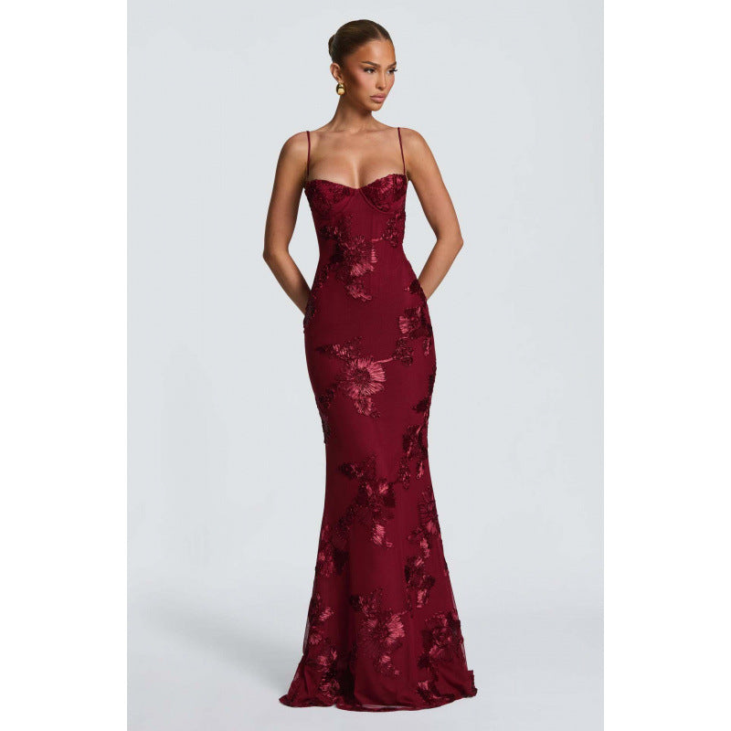 Damen Elegantes Abendkleid mit floralem Spitzenmuster und figurbetontem Schnitt R&B