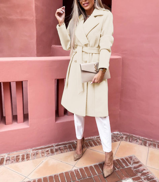 Damen Eleganter Trenchcoat mit tailliertem Schnitt und praktischen Taschen R&B