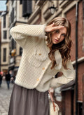 Damen Cocoon-Strickjacke mit Knopfdetails und feinem Strukturmuster R&B
