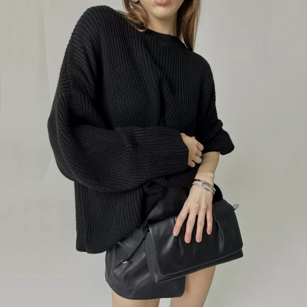 Damen Oversized Strickpullover mit weitem Schnitt und Struktur R&B
