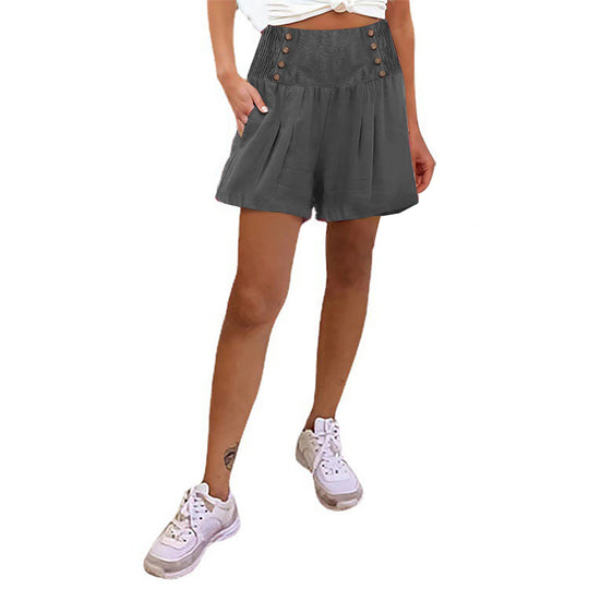 Damen elegante Shorts mit hohem Bund und Knopfdetail R&B