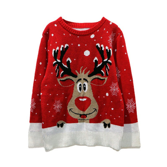 Damen Weihnachtspullover mit fröhlichem Rentier-Design und weichem Material R&B