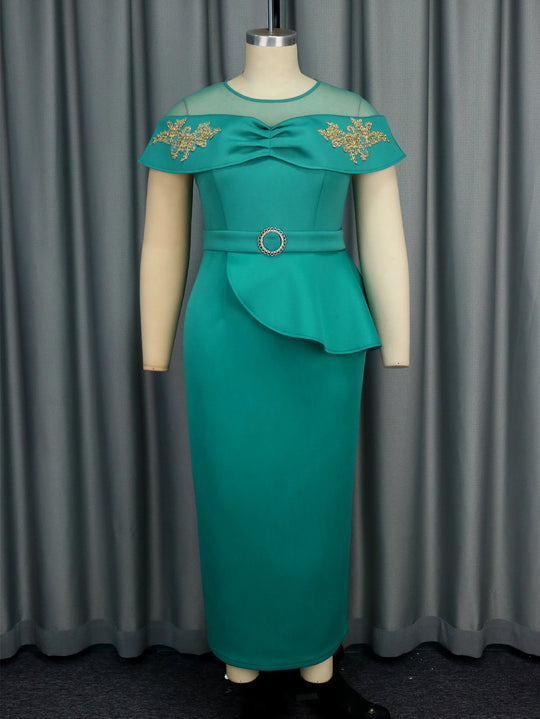 Damen elegantes Wickelkleid mit Schnitt- und Rüschenakzenten R&B