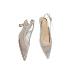 Damen elegante Slingback-Pumps mit funkelndem Netzdesign R&B