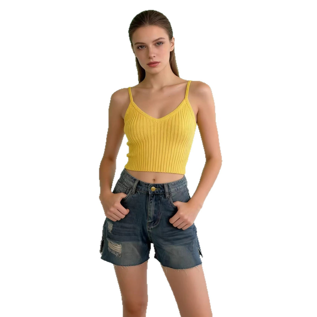 Damen lässige Jeansshorts mit fransigen Abschlüssen und seitlichem Schlitz R&B