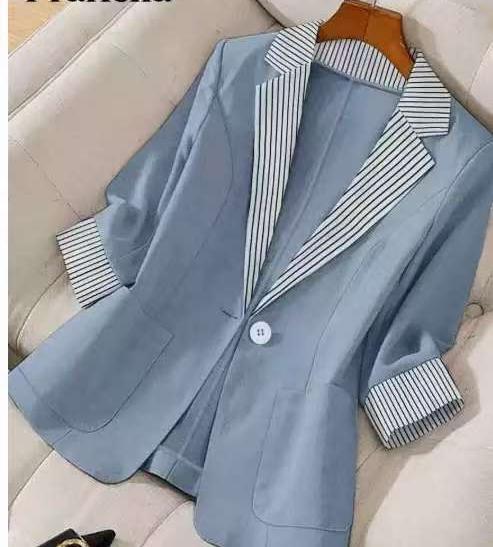 Damen elegante Leinenblazerjacke mit lässigem Schnitt R&B