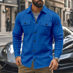 Herren nan modische Overshirt-Jacke in Filzoptik mit aufgesetzten Brusttaschen und sichtbarer Druckknopfleiste R&B
