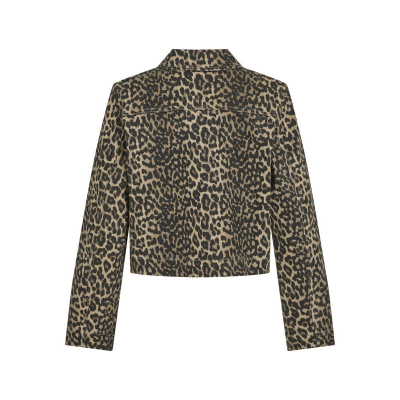 Damen lässige Leo-Print Jacke mit praktischen Taschen R&B