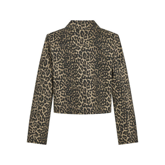 Damen lässige Leo-Print Jacke mit praktischen Taschen R&B