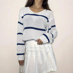 Damen lässiger Strickpullover mit Streifen R&B