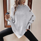 Damen Oversized Strickpullover mit Rollkragen und Knopfdetails R&B